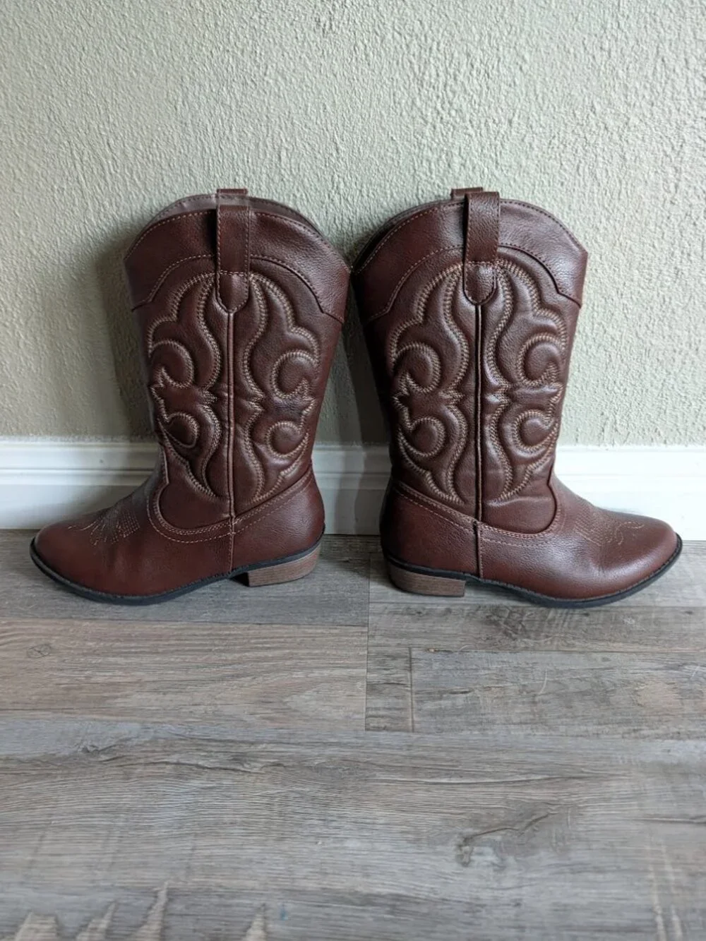 Cat & Jack Brown Faux Leather Cowgirl Boots - Size 3